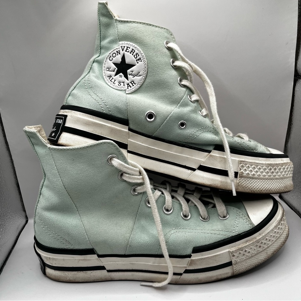 Converse High Top Sneakers in Minty Green Canvas - Picture 2 of 7